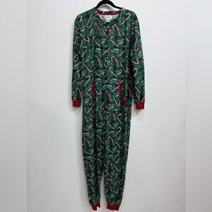 Unisex Wembley Green Candy Cane Pajama Onesie